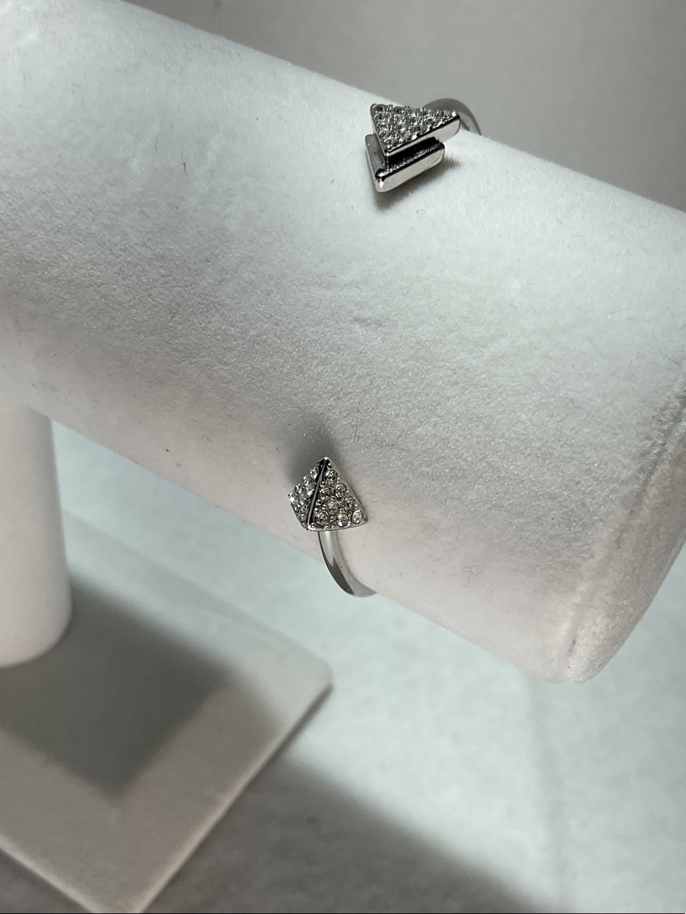 Origami Owl Silver Tone Open Bracelet with Clear Crystal Triangle Ends